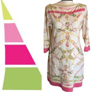 Barbara Gerwit Cotton Knit Belt Pattern Dress Size Large